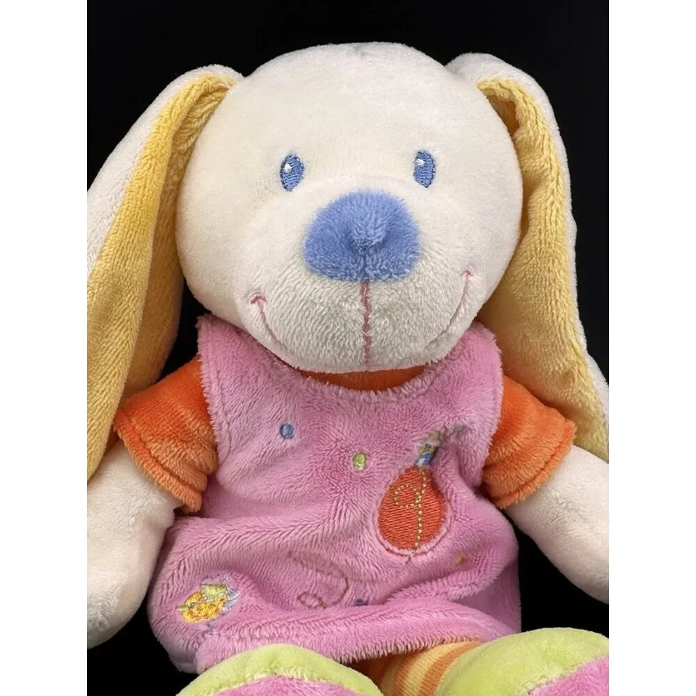 MOTS D'ENFANTS Soft Embroidered Bunny Rabbit Stuffed Animal Plush Made in France